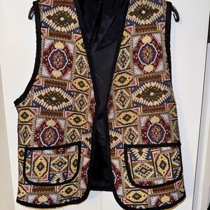 DUNYA Turkish Tapestry Vest with Pockets Size Large - Layer